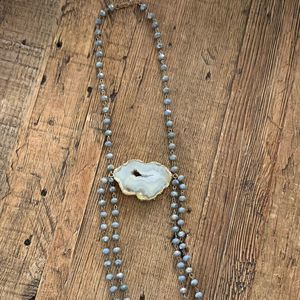Silver stone layered necklace